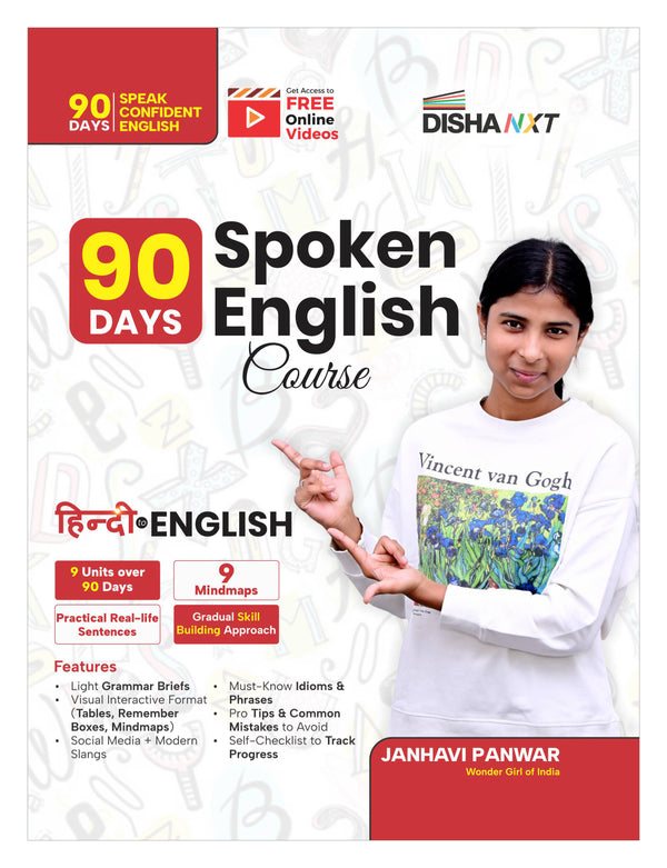 Disha 90 Days Spoken English Course | Speak Daily Use Confident English in just 90 Days | Grammar Briefs, Tips, Common Mistakes, Mind Maps & Checklist | India  s Wonder Girl Janhavi Panwar