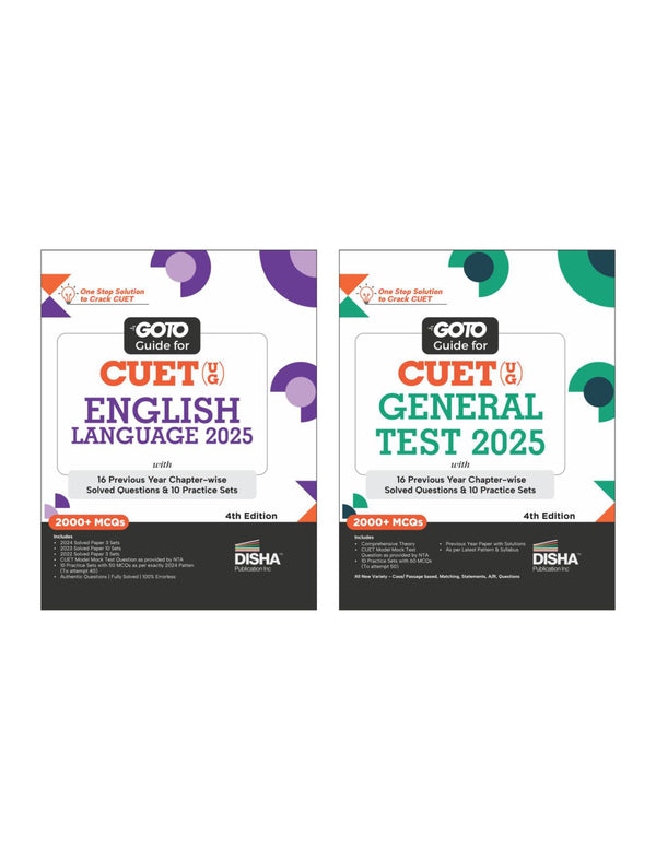 Combo (set of 2 Books) Go To Guide for CUET (UG) English Language & General Test 2025 with 16 Previous Year Solved Papers & 10 Practice Sets 4th Edition | PYQs & Practice Question Bank