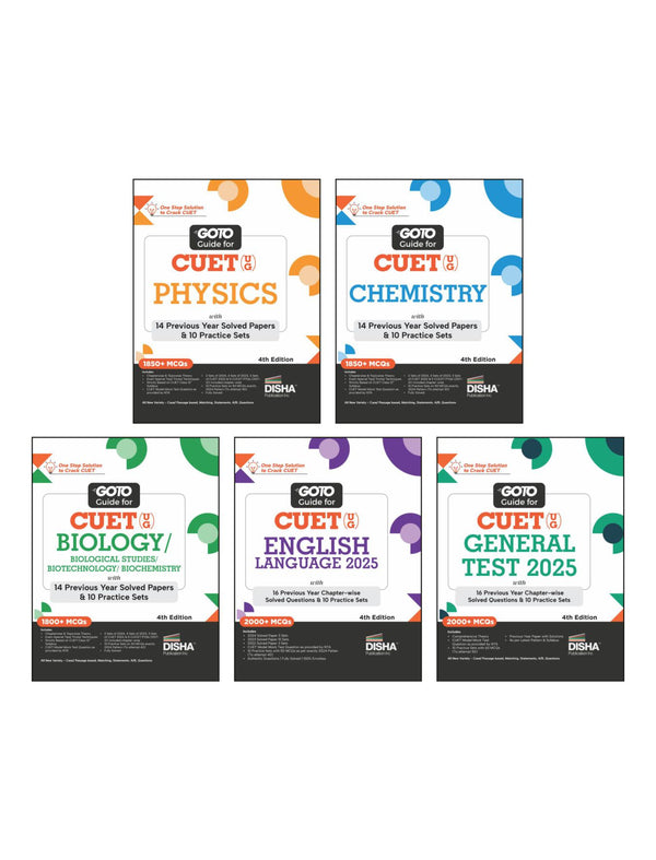 Combo (set of 5 Books) Go To Guides for CUET (UG) Science Stream - Physics, Chemistry, Biology, English & General Test 3rd Edition | Central Universities Entrance Test |