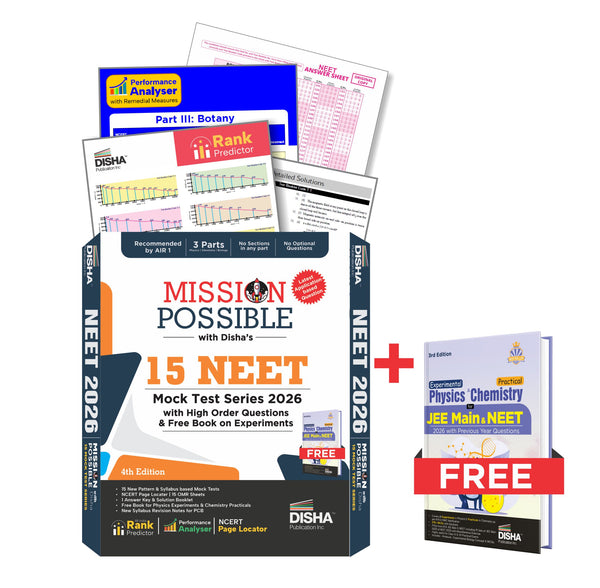 Disha Mission Possible with Disha's 15 NEET Mock Test Series 2026 with High Order Questions & Free Book on Experiments 4th Edition | Rank Predictor, 15 Test Booklets & NCERT Locater