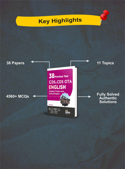 Disha Combo (3 Books) 38 Topic-wise CDS OTA English & General Knowledg ...