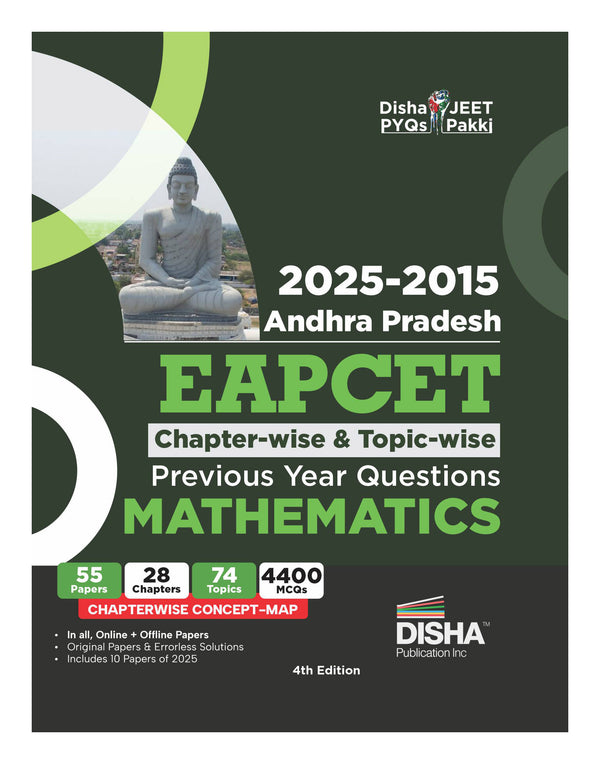 Disha 2025 - 2015 Andhra Pradesh  EAPCET Chapter-wise & Topic-wise Previous Year Solved Papers Mathematics with Concept Maps 4th Edition| PYQs Question Bank for 2026 Engineering Exams | 1700+ MCQs