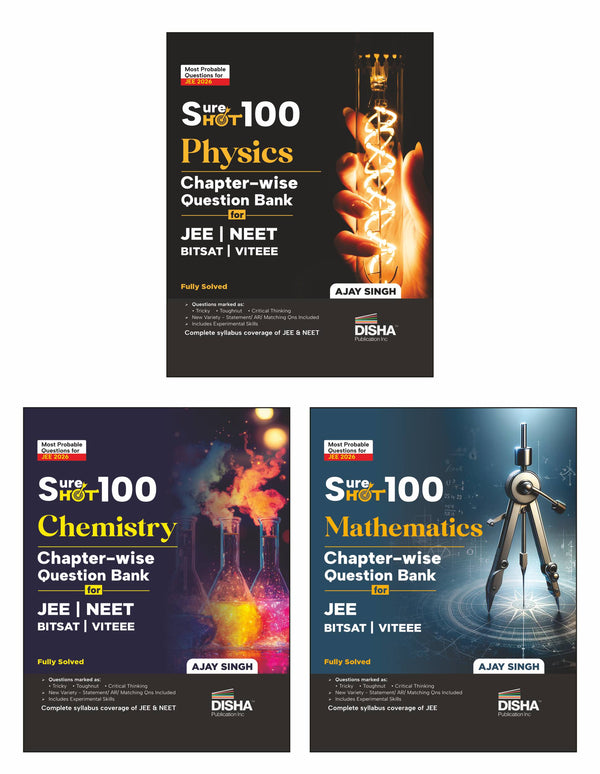 Disha SureSHOT 100 Combo (3 Books) Physics, Chemistry & Mathematics Chapter-Wise question Bank for NTA JEE Main/ BITSAT/ VITEEE | Based on Previous Year Questions PYQs | Useful for CBSE 11/ 12 & CUET