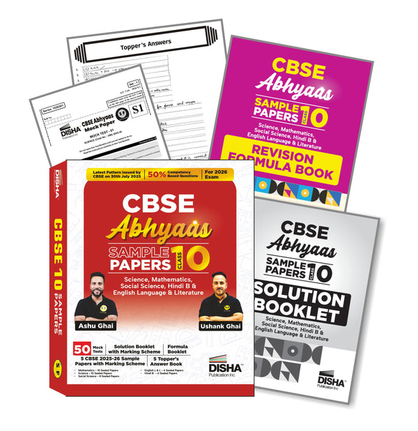 Disha CBSE Abhyaas Sample Papers Class 10 - Science, Mathematics Standard, Social Science, Hindi B, English Language & Literature | 40 Test Booklets, CBSE 2025-26 Sample Papers & Topper  s Answer Sheets