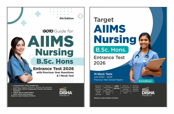 Disha Crack AIIMS Nursing B.Sc. Hons. Entrance Test 2026 - Study Material with PYQs & 10 Mock Tests 2nd Edition | Physics, Chemistry, Biology, General Knowledge & Aptitude