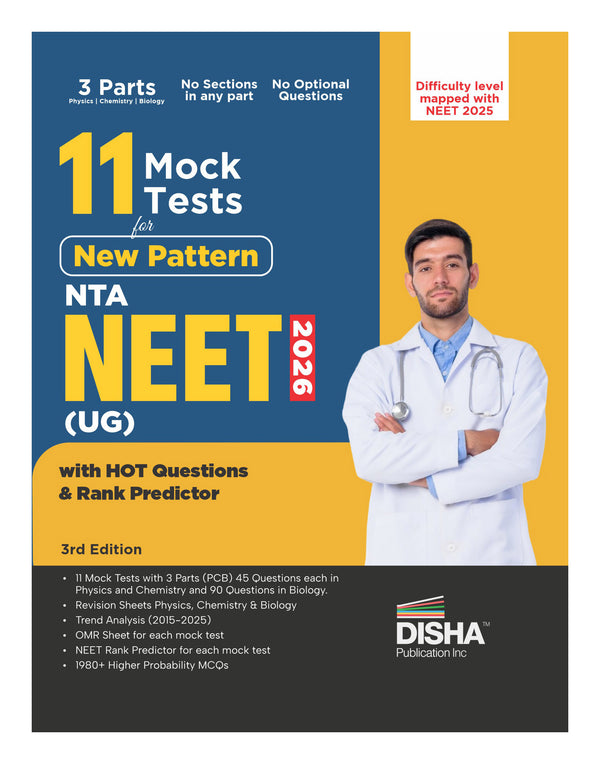 Disha 11 Mock Test Series for New Pattern NTA NEET (UG) 2026 with HOT Questions & Rank Predictor 3rd Edition | Physics, Chemistry, Biology New Syllabus Test Series | 100% Solutions