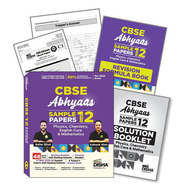 Disha CBSE Abhyaas Sample Papers Class 12 - Physics, Chemistry, Mathematics & English Core | 100% Solutions with Marking Scheme | 40 Test Booklets, CBSE 2025-26 Sample Papers & Topper  s Answer Sheets