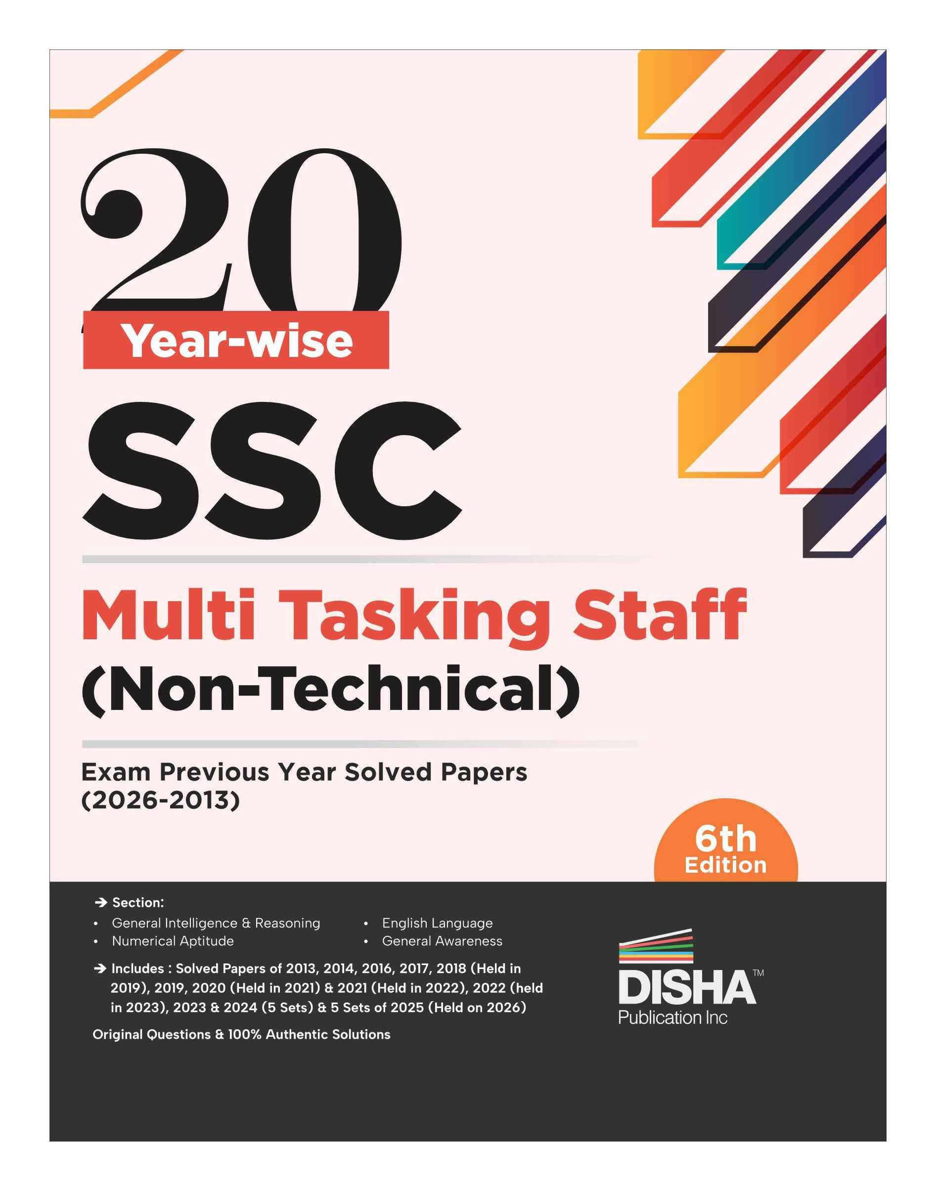 Disha 20 Year-wise SSC MTS Multi Tasking Staff (Non-Technical) Exam ...