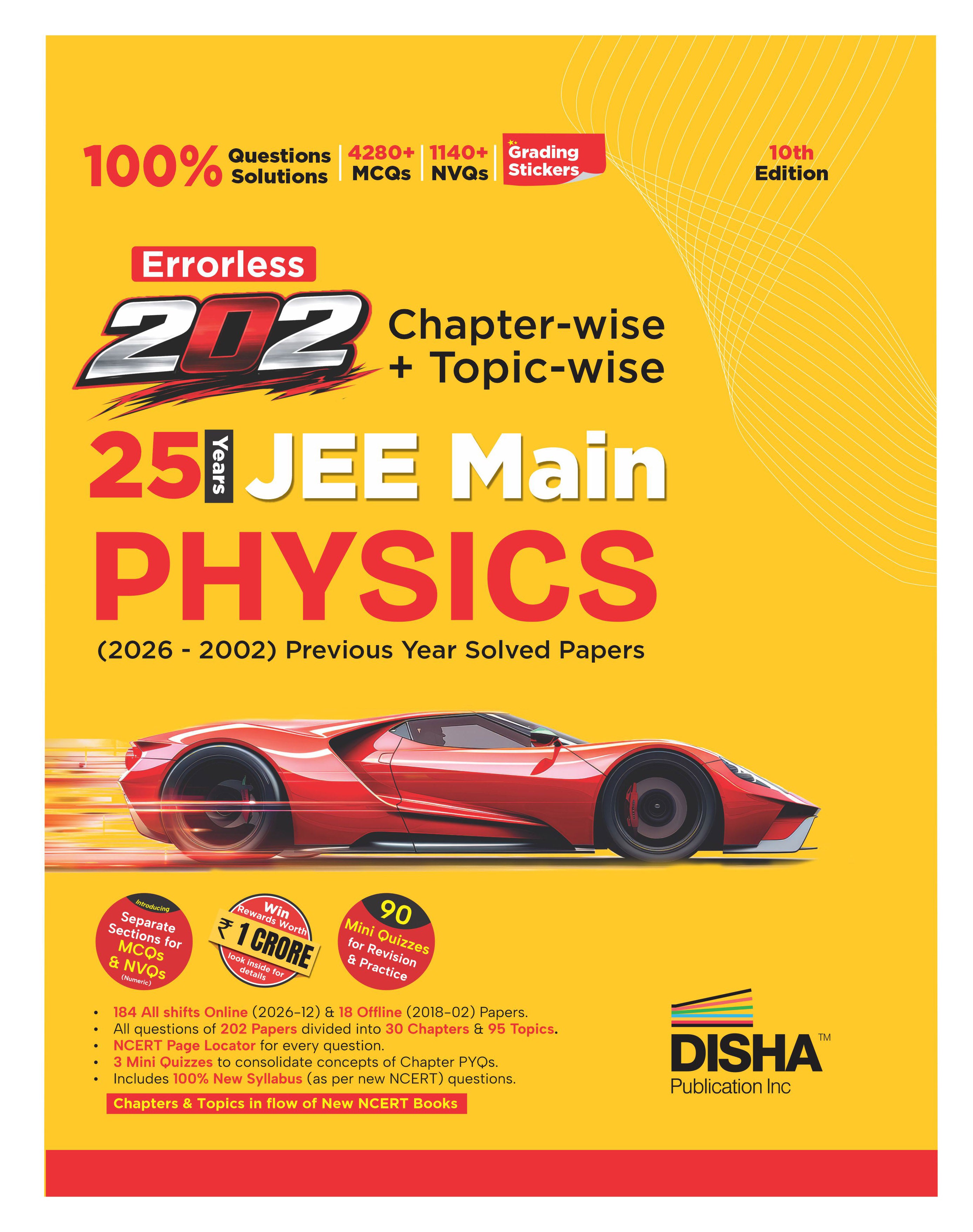Disha Errorless 202 Physics Chapter-wise & Topic-wise 25 Year JEE Main Previous Year Solved Papers (2026 - 2002) 10th Edn | 9789371868716