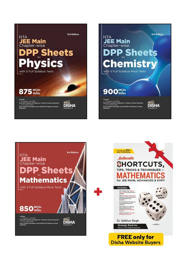 Combo (3) NTA JEE Main Chapter-wise DPP Sheets for Physics, Chemistry & Mathematics with 5 Full Syllabus Tests 3rd Edition | Multiple Choice Questions | Numeric Value Questions | Daily Practice Problems Kota Style |
