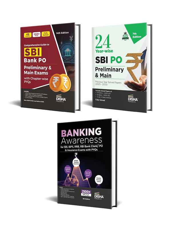 Disha Combo (3 Books) Comprehensive Guide to SBI Bank PO/ MT ...