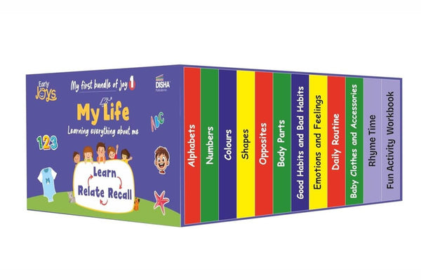 Early Joys - My First Bundle of Joy Theme 1 - MY LIFE, Children Ages 1 to 5 | Learn, Recall & Relate | Kids Mini Library Gift Boxset - 10 Board, 2 Activity/ Rhyme Books & 2 Charts packed in a Utility Box for Moms