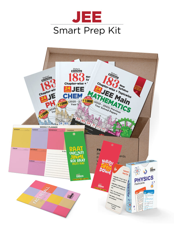 Jee Smart Prep Kit | Disha's 183 New Syllabus Chapter-wise & Topic-wise JEE Main Physics, Chemistry & Mathematics (2025 - 2002) Previous Year Solved Papers 9th Edition | JEE Mains PYQ Books for 2026 | 100% Solutions