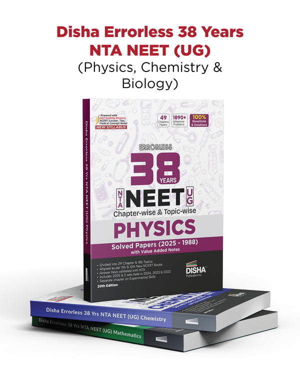 Disha Errorless 38 Years NTA NEET (UG) Chapter-wise & Topic-wise Physics, Chemistry & Biology PYQ (2025 - 1988) Books 20th Edition | Solved Papers | New NCERT Syllabus | Errorless Physics NEET 2026