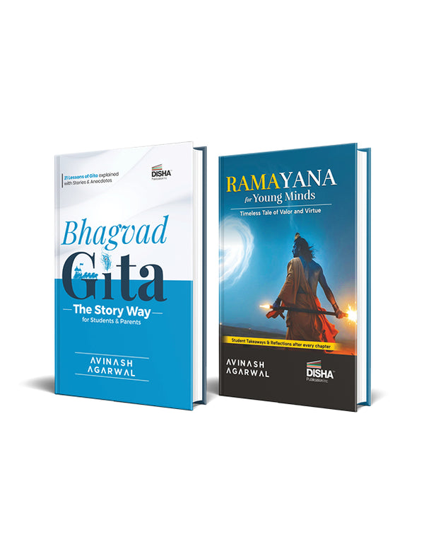 Combo Offer- Ramayana for Young Minds: A Timeless Tale of Valor & Virtue with Illustrations+ Bhagvad Gita - The Story Way for Students & Parents