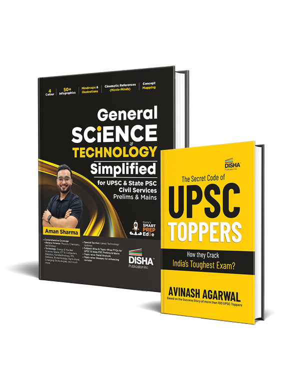 combo-General Science & Technology Simplified for UPSC & State PSC Civil Services Prelims & Mains | 4 color | Infographics, Mind Maps, Illustrations, Previous Year Questions (PYQs) & Cinematic references+ The Secret Code of UPSC Toppers