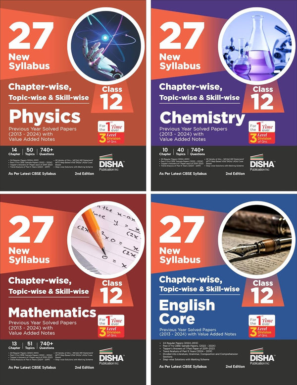 Combo 27 New Syllabus Chapter-wise, Topic-wise & Skill-wise CBSE Class 12 Physics, Chemistry Mathematics & English Core Previous Year Solved Papers (2013 - 2024) with Value Added Notes 2nd Edition